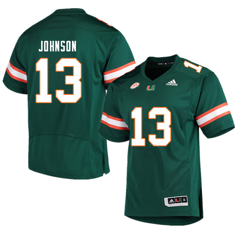 Men #13 Deandre Johnson Miami Hurricanes College Football Jerseys Sale-Green - Click Image to Close